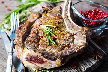 Grilled beef steak on the bone