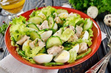 Vegetable salad with cod liver