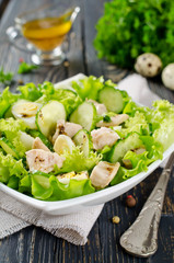 Vegetable salad with cod liver