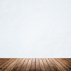 Empty room of white wall and wood floor