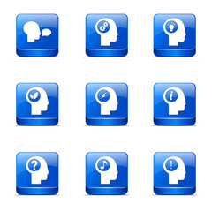 Think Web Internet Square Vector Blue Icon Design Set
