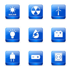 Energy Sign And Symbol Square Vector Blue Icon
