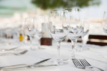 Fine dining restaurant/Dinner table place setting