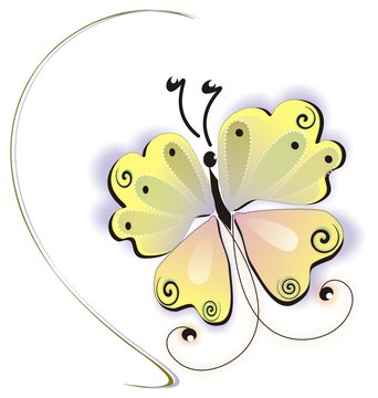 yellow butterfly design on white background clip art preview