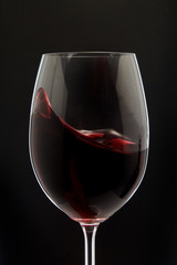 Red Wine Glass silhouette on Black 