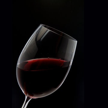 Red Wine Glass silhouette on Black 