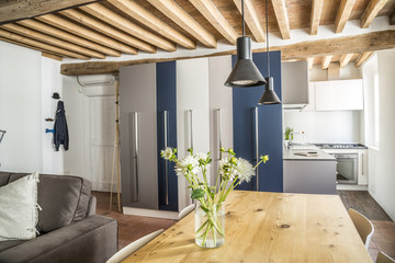 kitchen with a living room