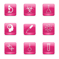 Science Instruments Square Vector Pink Icon Design Set
