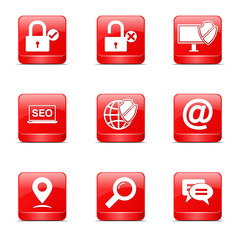 SEO Internet Sign Square Vector Red Icon Design Set 3