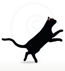 Vector Image - cat silhouette in Jumping pose