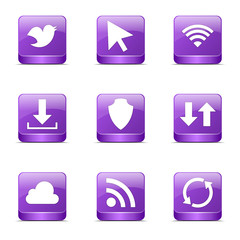 Web Internet Social Square Vector Violet Icon Design Set