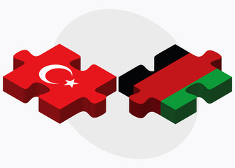 Turkey and Afghanistan Flags in puzzle