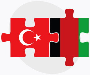 Turkey and Afghanistan Flags in puzzle