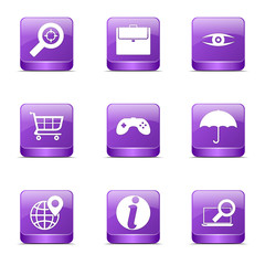SEO Internet Sign Square Vector Violet Icon Design Set 10