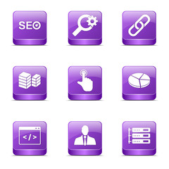 SEO Internet Sign Square Vector Violet Icon Design Set 11