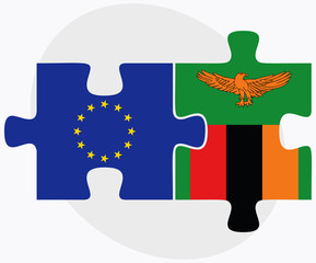 European Union and Zambia Flags