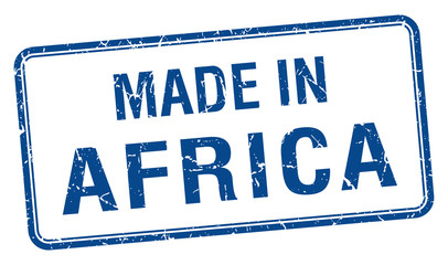 made in Africa blue square isolated stamp