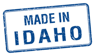 made in Idaho blue square isolated stamp