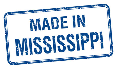 made in Mississippi blue square isolated stamp