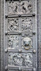 Ancient door of Bremen Cathedral, Germany