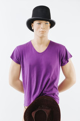 Male mannequin wearing hat