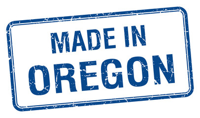 made in Oregon blue square isolated stamp