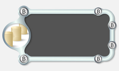 Metallic frame for your text and the symbol of bit coin