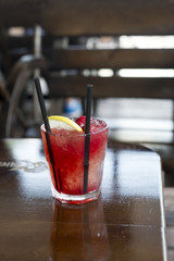 Refreshing cocktail in a summer bar