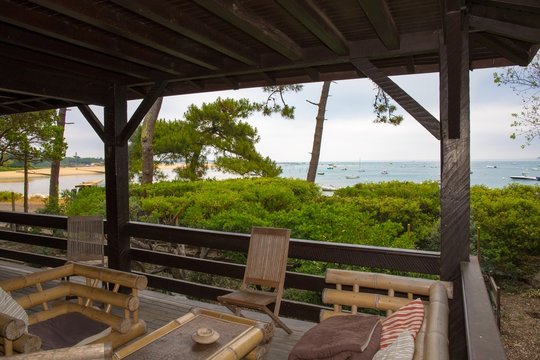Fototapeta Beautiful Private terrace at the beach front