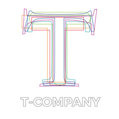 Vector sign linear letter T