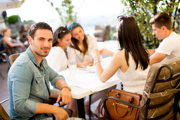 Young people by the table