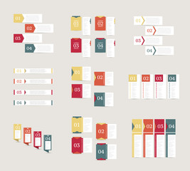 Infographics design templates collection. Business concept with 4 options.