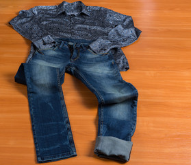 Paisley Dress Shirt and Blue Jeans Set Out to Wear