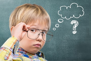 Kid, think, maths.