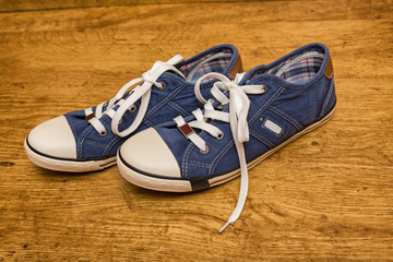 Blue canvas sneakers