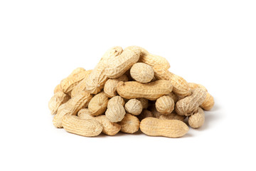 Peanuts heap isolated on white