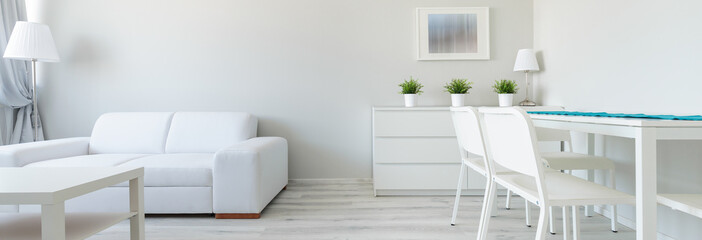Fototapeta na wymiar White interior in minimalist design
