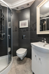 Black and white washroom