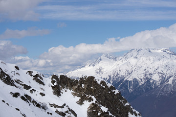 Cloudy mountain landscape of Krasnaya Polyana, Russia