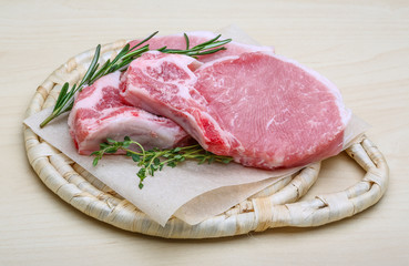 Raw pork steak