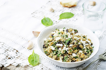 quinoa spinach eggplant feta salad
