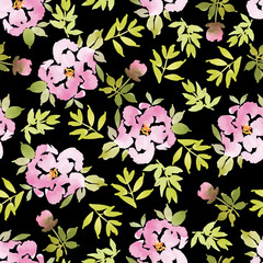 Watercolor flower pattern. Watercolor flowers. Seamless pattern. Vector. Illustration. Gentle