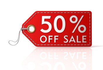 50 percent off sale tag