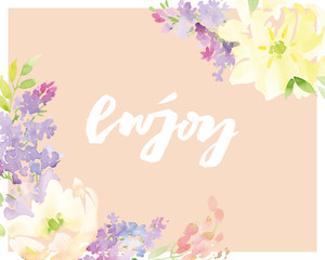 Watercolor greeting card flowers.