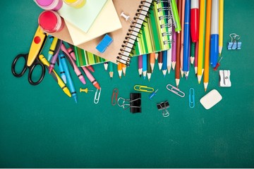 School, isolated, crayons.