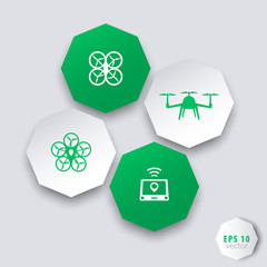 Drones, Tricopter, Multicopter, Quadrocopter octagonal 3d icons