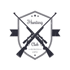 Fototapeta premium Hunting Club vintage emblem with rifles, with grunge texture