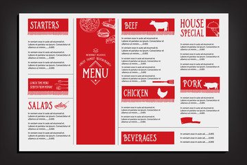 Fototapeta na wymiar Restaurant cafe menu, template design. Food flyer.