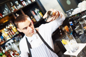 Bartender work at bar
