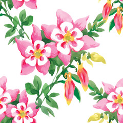 Seamless patterns with Beautiful flowers, watercolor illustration